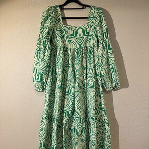 Ghospell Green Zebra Maxi Dress - Small